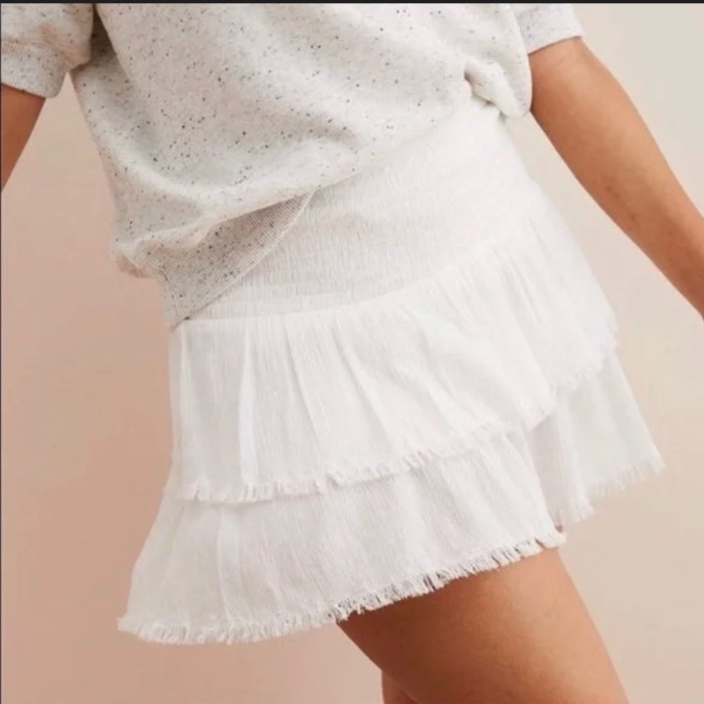 aerie White Tiered Ruffle Mini Skirt